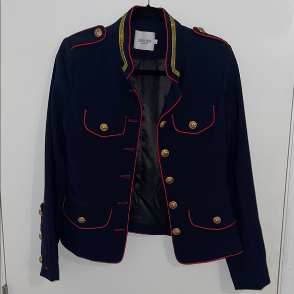 NWOT Navy Military-Style Jacket with Red Trim - Picture 4 of 7